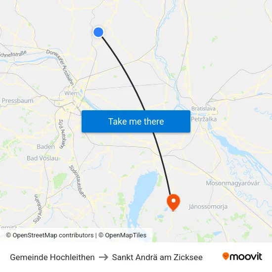 Gemeinde Hochleithen to Sankt Andrä am Zicksee map
