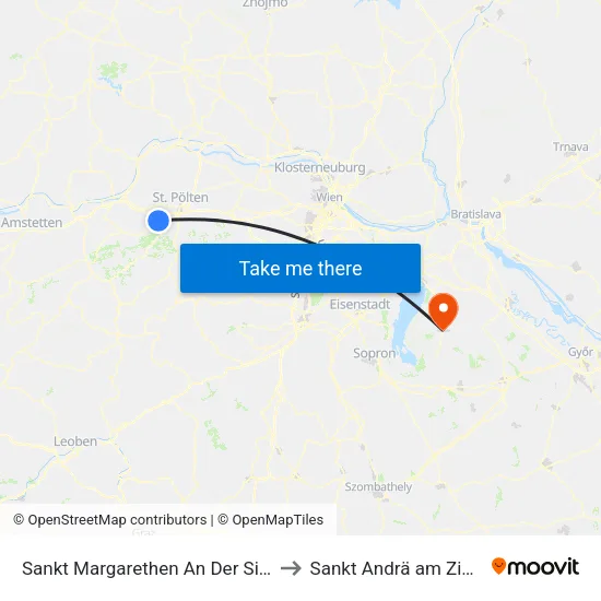 Sankt Margarethen An Der Sierning to Sankt Andrä am Zicksee map