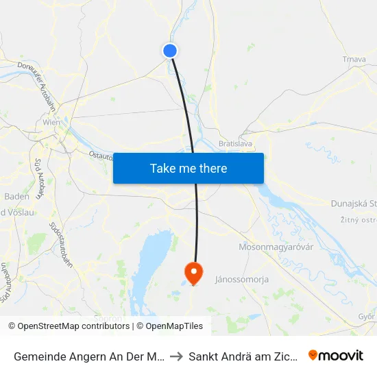 Gemeinde Angern An Der March to Sankt Andrä am Zicksee map