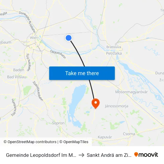 Gemeinde Leopoldsdorf Im Marchfeld to Sankt Andrä am Zicksee map