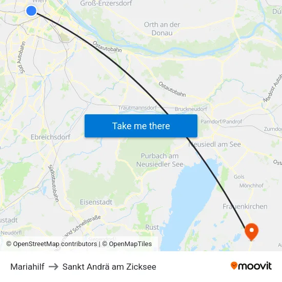 Mariahilf to Sankt Andrä am Zicksee map