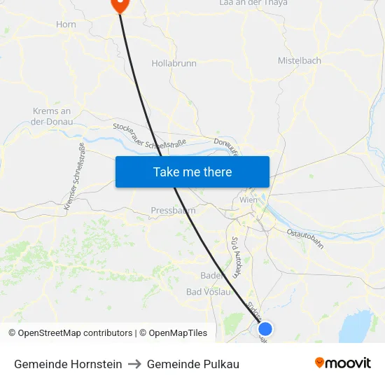 Gemeinde Hornstein to Gemeinde Pulkau map