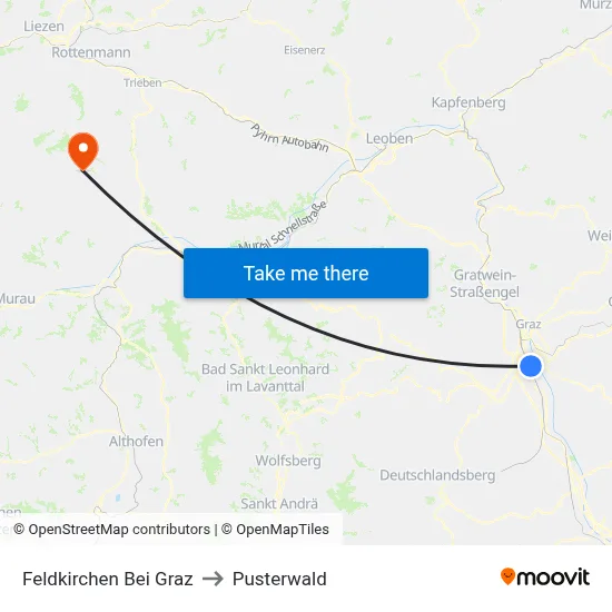 Feldkirchen Bei Graz to Pusterwald map