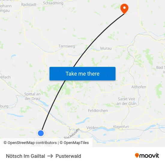 Nötsch Im Gailtal to Pusterwald map