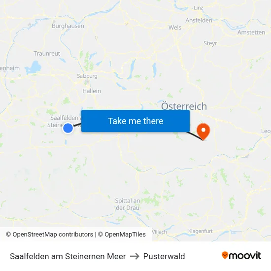 Saalfelden am Steinernen Meer to Pusterwald map