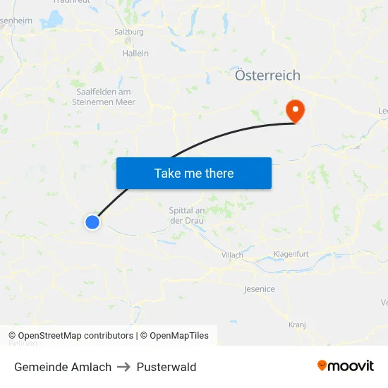 Gemeinde Amlach to Pusterwald map