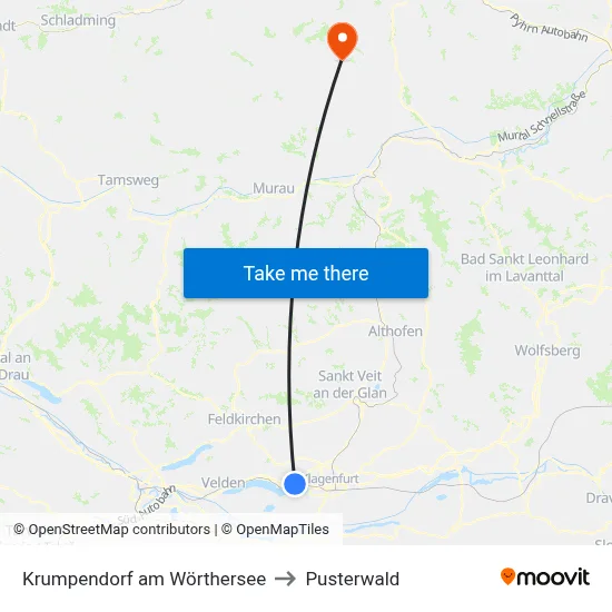 Krumpendorf am Wörthersee to Pusterwald map