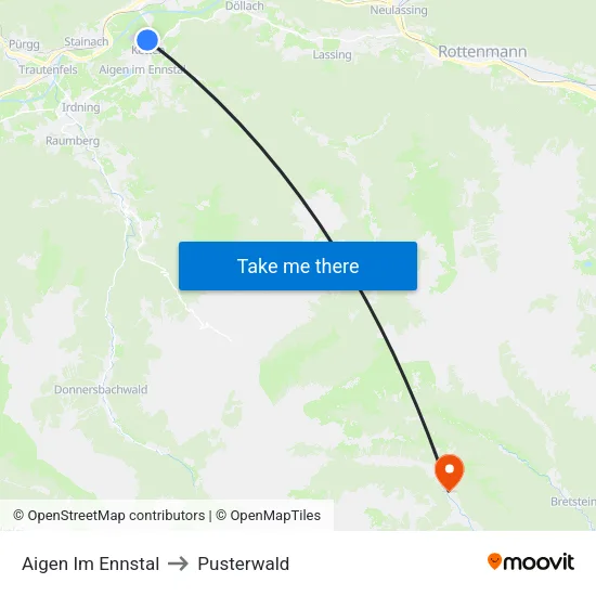 Aigen Im Ennstal to Pusterwald map