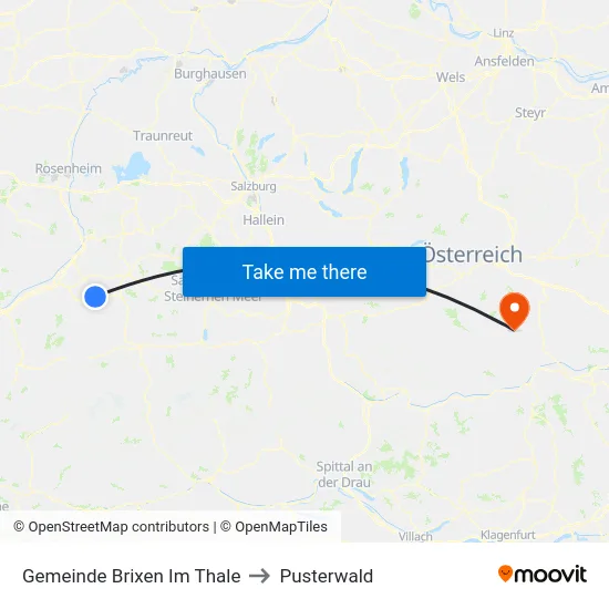 Gemeinde Brixen Im Thale to Pusterwald map