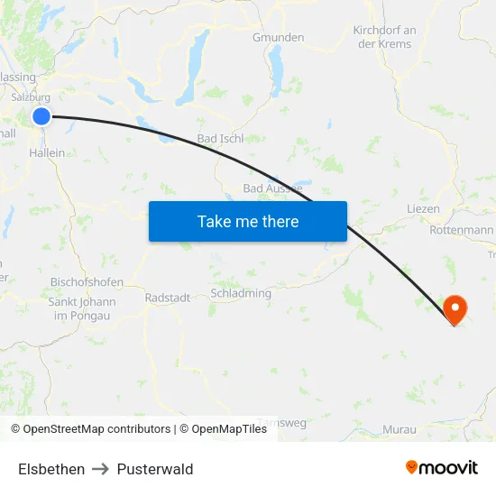 Elsbethen to Pusterwald map