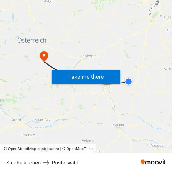 Sinabelkirchen to Pusterwald map