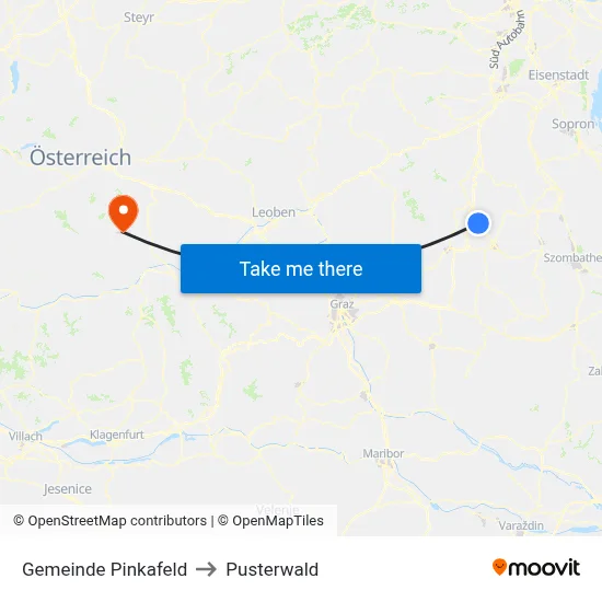 Gemeinde Pinkafeld to Pusterwald map