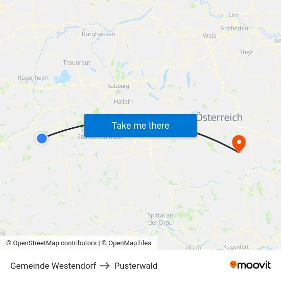 Gemeinde Westendorf to Pusterwald map