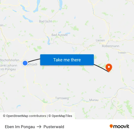 Eben Im Pongau to Pusterwald map