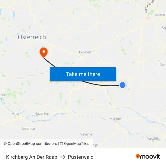 Kirchberg An Der Raab to Pusterwald map