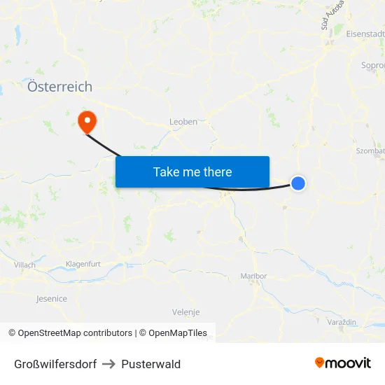 Großwilfersdorf to Pusterwald map