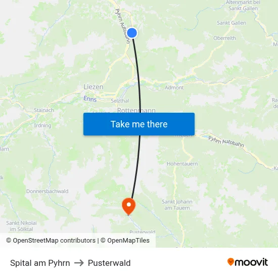 Spital am Pyhrn to Pusterwald map