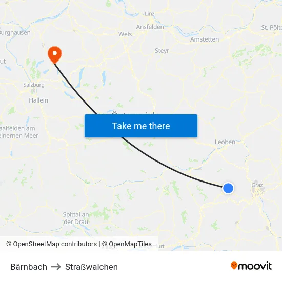 Bärnbach to Straßwalchen map