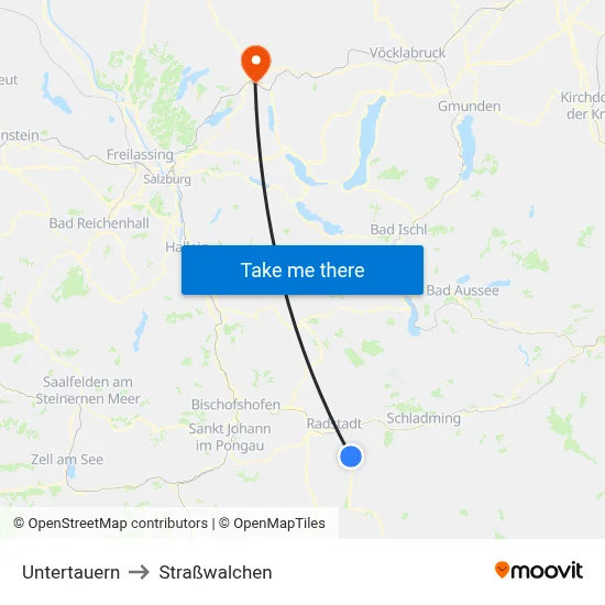Untertauern to Straßwalchen map