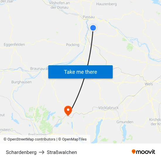 Schardenberg to Straßwalchen map