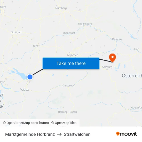 Marktgemeinde Hörbranz to Straßwalchen map