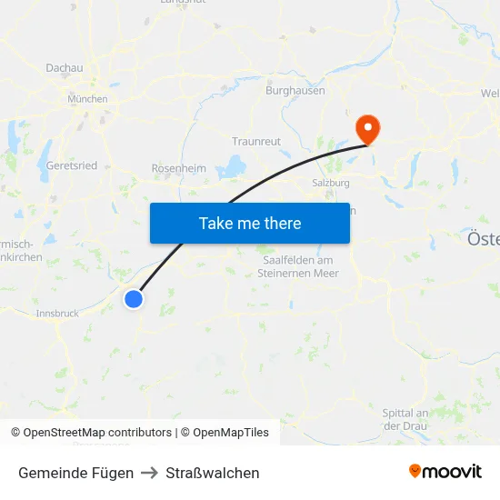 Gemeinde Fügen to Straßwalchen map
