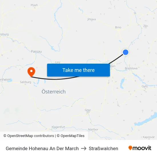 Gemeinde Hohenau An Der March to Straßwalchen map