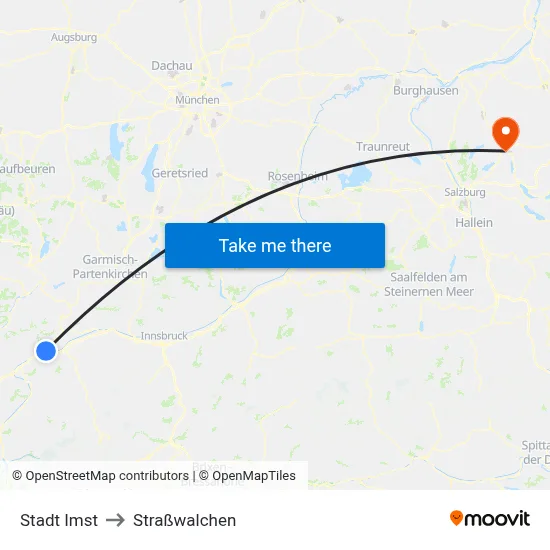 Stadt Imst to Straßwalchen map