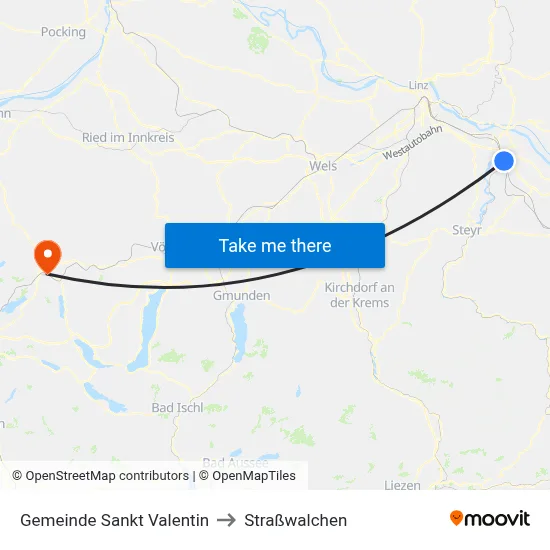 Gemeinde Sankt Valentin to Straßwalchen map