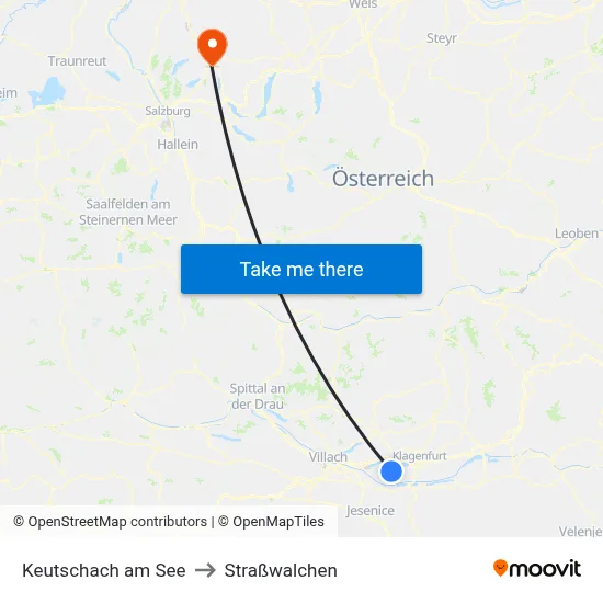 Keutschach am See to Straßwalchen map