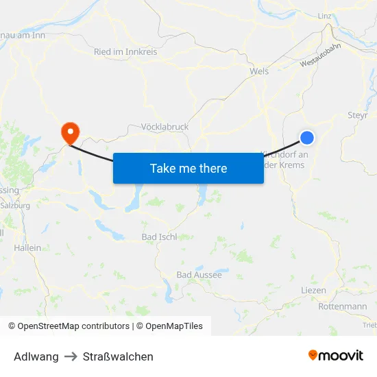 Adlwang to Straßwalchen map