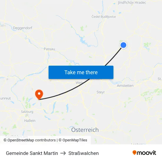Gemeinde Sankt Martin to Straßwalchen map