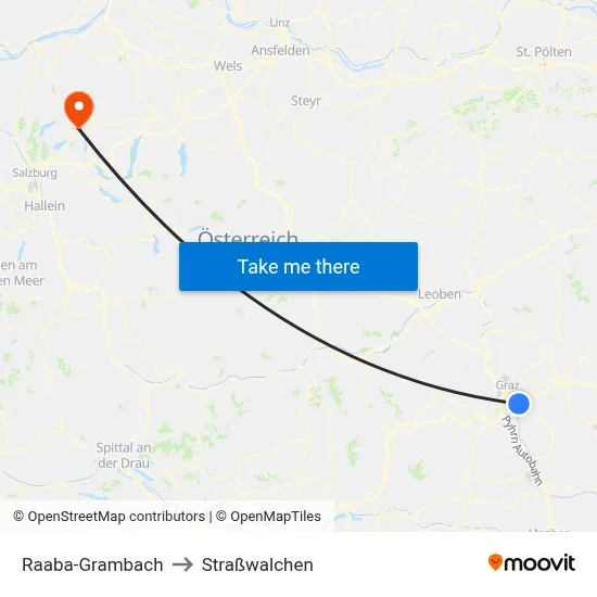 Raaba-Grambach to Straßwalchen map