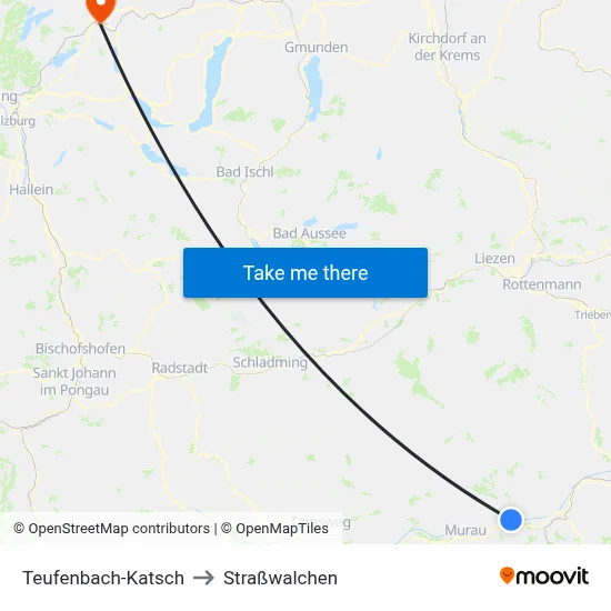 Teufenbach-Katsch to Straßwalchen map