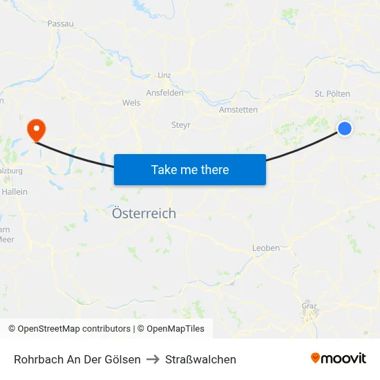 Rohrbach An Der Gölsen to Straßwalchen map