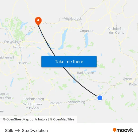 Sölk to Straßwalchen map