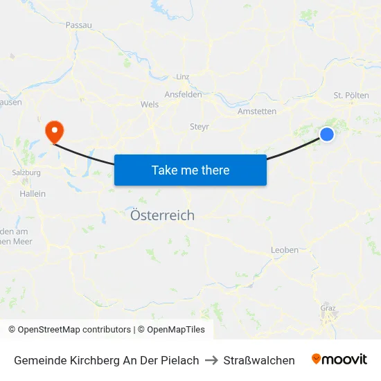 Gemeinde Kirchberg An Der Pielach to Straßwalchen map