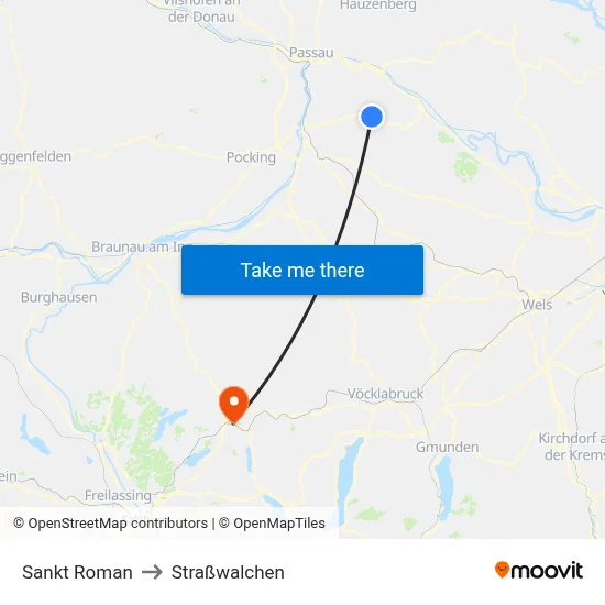 Sankt Roman to Straßwalchen map