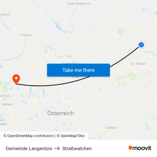 Gemeinde Langenlois to Straßwalchen map