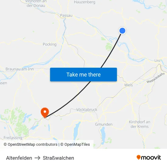 Altenfelden to Straßwalchen map