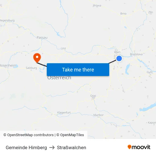 Gemeinde Himberg to Straßwalchen map