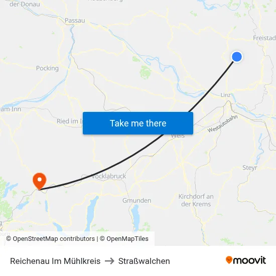 Reichenau Im Mühlkreis to Straßwalchen map
