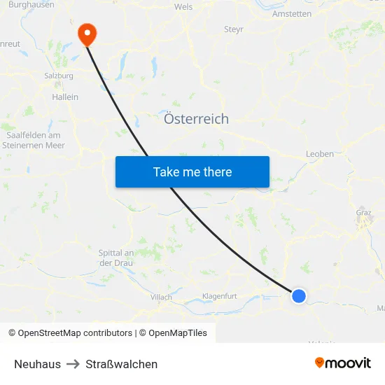 Neuhaus to Straßwalchen map