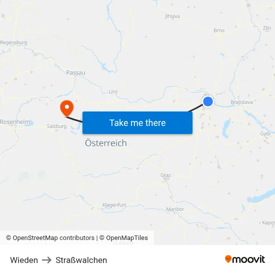 Wieden to Straßwalchen map