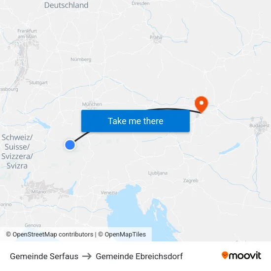 Gemeinde Serfaus to Gemeinde Ebreichsdorf map