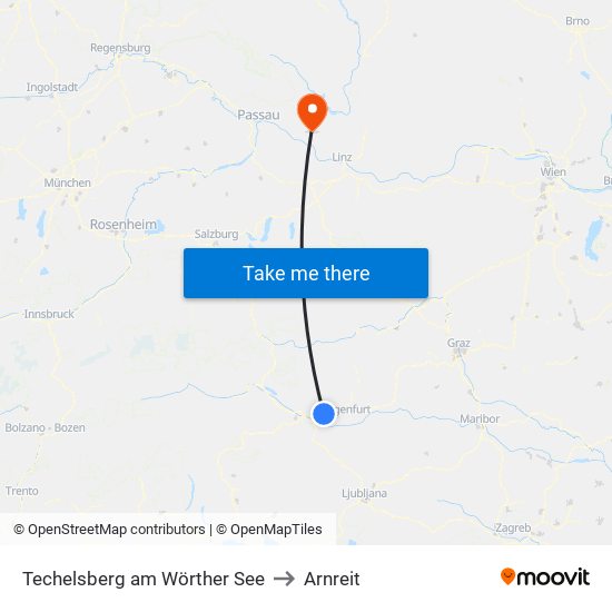 Techelsberg am Wörther See to Arnreit map