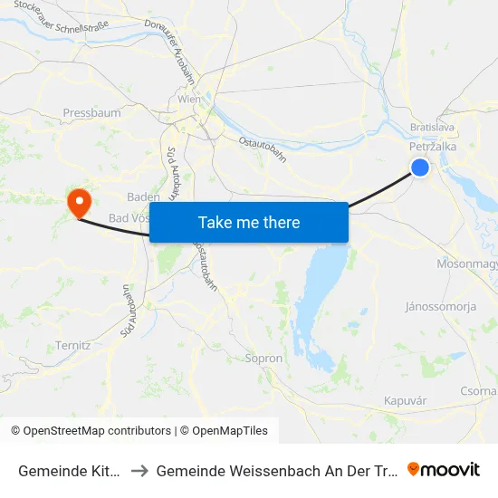Gemeinde Kittsee to Gemeinde Weissenbach An Der Triesting map