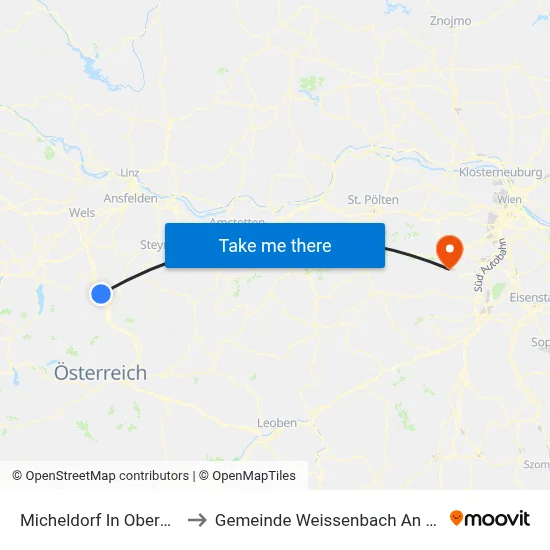Micheldorf In Oberösterreich to Gemeinde Weissenbach An Der Triesting map