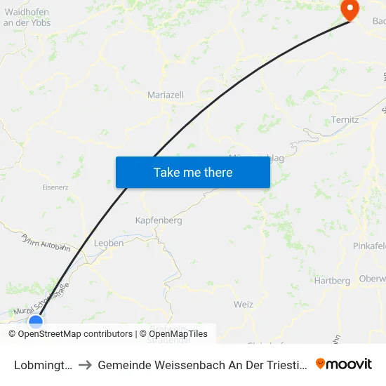 Lobmingtal to Gemeinde Weissenbach An Der Triesting map