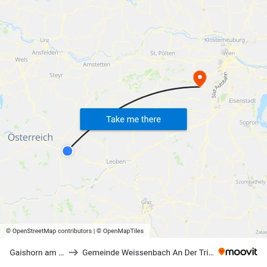 Gaishorn am See to Gemeinde Weissenbach An Der Triesting map